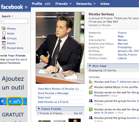 Facebook Sarkozy